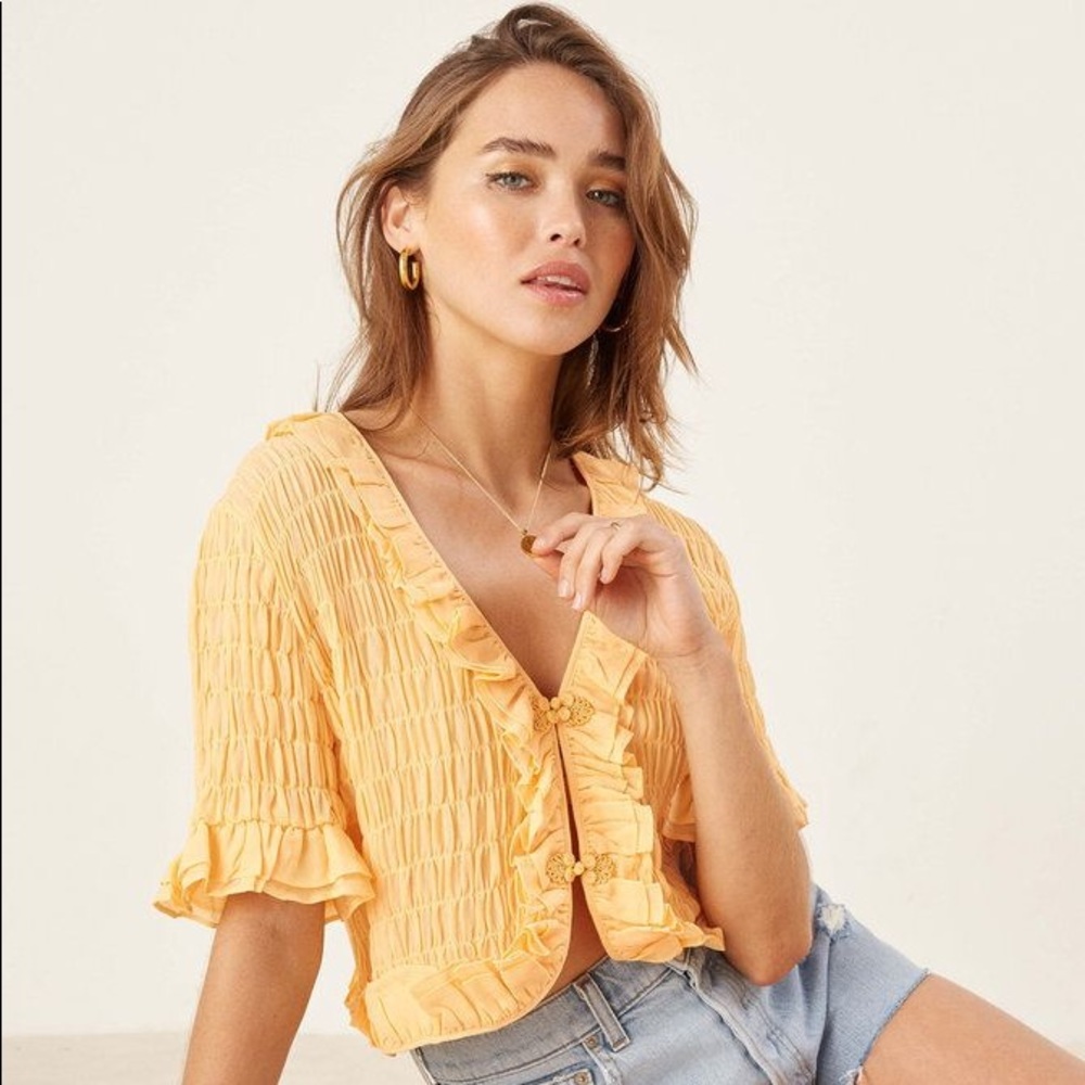 NWOT! Reformation Detrich Blouse in Yellow